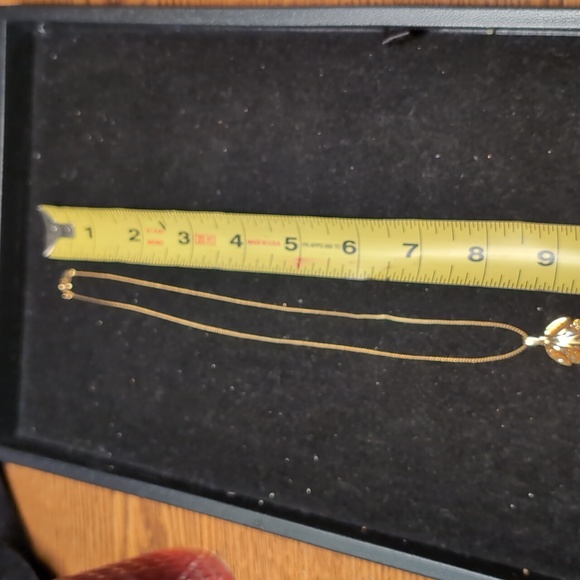 Vintage Art Nouveau Leaf Gold Tone Glitter Pendant Necklace & Matching Earrings - Picture 8 of 8